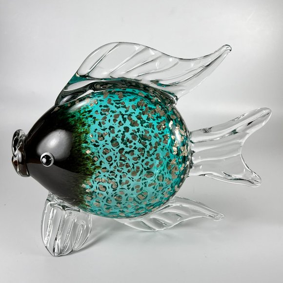 Kissing Fish Figurine Paperweight Art Glass Multicolor Decorative - Picture 4 of 12